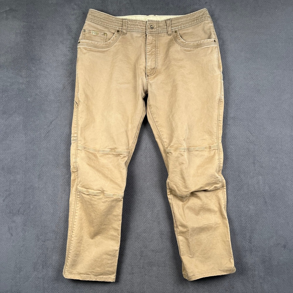 KUHL Rebel Pants Mens 38x32 Khaki Straight Cargo Stretch Utility Measures 38x28